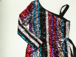 Rainbow Pattern Off Shoulder Short Dress for Women 