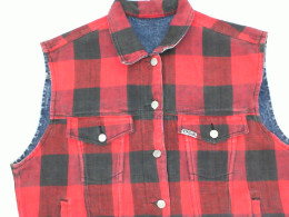 Men's red plaid vest 