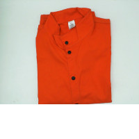 Orange button-down long-sleeved round-neck shirt 