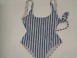 Women's white swimsuit with blue stripes Women's white swimsuit with blue stripes