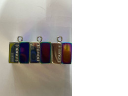 Set of 3 Blue magnetic square pendant necklace with letters in the center