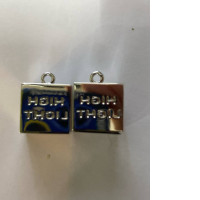 Set of 2  Square pendant necklace with letters in the center 