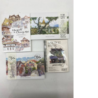 Set of 4 Watercolor picture book of Thai tourist attractions 