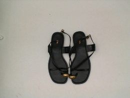 Women's black woven strap sandals 