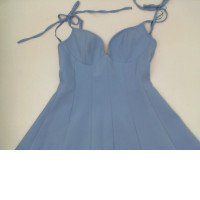 Blue strapless one-shoulder short dress 