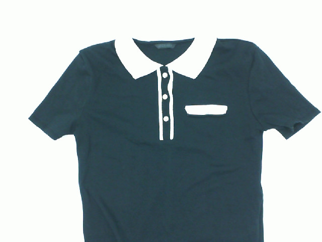 Women's black button-down collar shirt with white stripes Women's black button-down collar shirt with white stripes