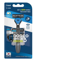 Set of 2 DORCO Pace 3 Cross 3-Blade Razor with 3 Cartridges