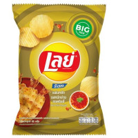 Lay's Rock, real potato chips, wavy, grilled squid, hot chili flavor