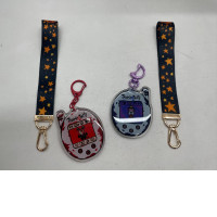 Set of 6 Tamagotchi Keychains (3 Red, 3 Blue)