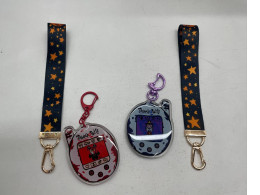 Set of 6 Tamagotchi Keychains (3 Red, 3 Blue)