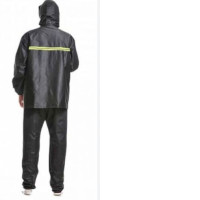 Black raincoat with reflective strip around the body