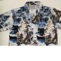 White short-sleeved shirt with Chinese pattern White short-sleeved shirt with Chinese pattern