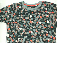 Black round neck t-shirt with multi-colored heart pattern Black round neck t-shirt with multi-colored heart pattern