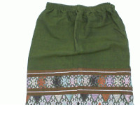 Green silk skirt with pattern 