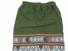 Green silk skirt with pattern 
