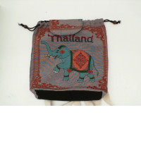 Gray backpack with elephant pattern