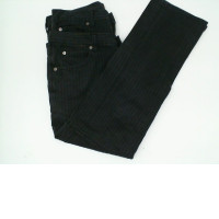 Women's black long slacks with white stripes