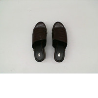 Women's dark brown open toe high heels 