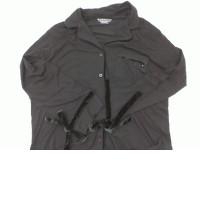 Women's black long-sleeved nightgown 