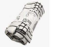 IKEA RINNIG Dish towel, white/dark gray/patterned Cotton 18"x24" (4 PACK)