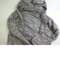 Gray zip-up jacket with hood