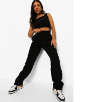 Women's tracksuit, pants + top, black