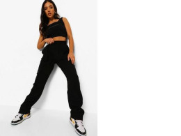 Women's tracksuit, pants + top, black