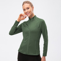 Women Elastic Zipper Sports Jacket Yoga Training Thin Long Sleeve Running Sports Jackets