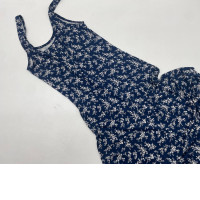 Dark blue women's summer dress with flowers print