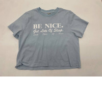 Light blue women's t-shirt with BE NICE print