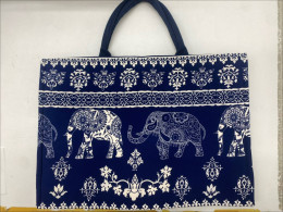 Large blue elephant print handbag