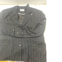 Women's black suit with white stripes 