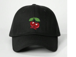  Unisex Black Y2K Style Cherry Print Baseball Cap Sun Hat