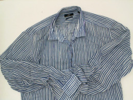 Men's light blue long-sleeved shirt with blue stripes