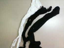 Set of 3 pairs fishnet tights, 1 white + 2 black