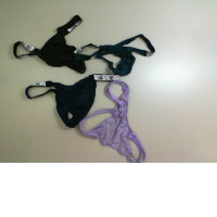 Set of 4 women's panties, black, pink, green, blue