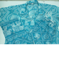 Set of 2 Light blue elephant print shirt and light blue elephant print pants 