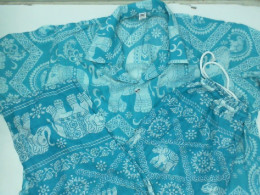 Set of 2 Light blue elephant print shirt and light blue elephant print pants 