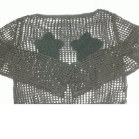 Women's black long sleeve round neck mesh top 