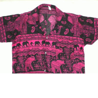 Pink and black elephant print short sleeve shirt Pink and black elephant print short sleeve shirt
