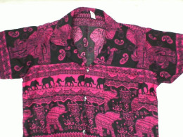 Pink and black elephant print short sleeve shirt Pink and black elephant print short sleeve shirt