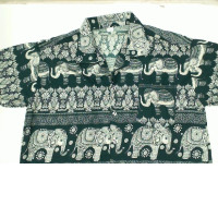 Black and white elephant print short sleeve shirt Black and white elephant print short sleeve shirt