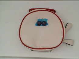 Women's white handbag with red stripes 