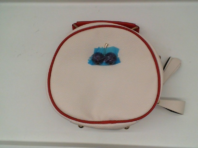 Women's white handbag with red stripes Women's white handbag with red stripes