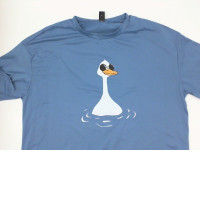 Women's purple round neck short sleeve t-shirt with duck pattern 