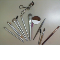 Set of 12 Makeup Brushes + Eyelash Tweezers