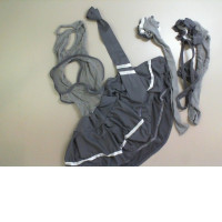 Women's set gray, knee socks + skirt + thong + tie