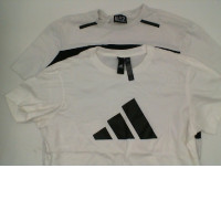 Set of 2 Women's short-sleeved round neck t-shirt in white with black pattern 