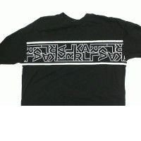 Women's short-sleeved round neck T-shirt in black with white pattern Women's short-sleeved round neck T-shirt in black with white pattern