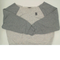 Women's round neck long sleeve sweater, gray and white 